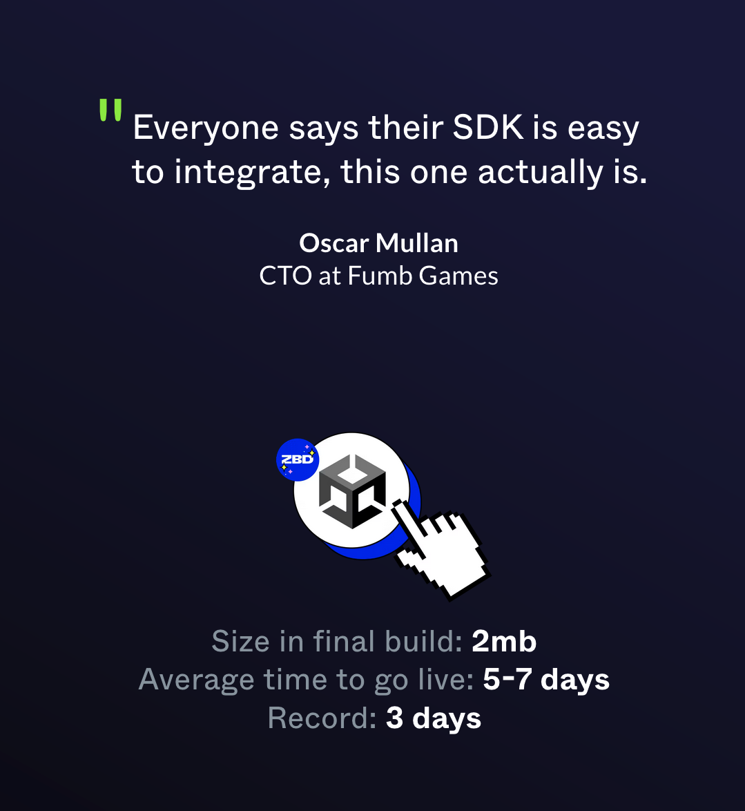 CTO of Fumb Games says ZBD SDK is extremely easy to integrate